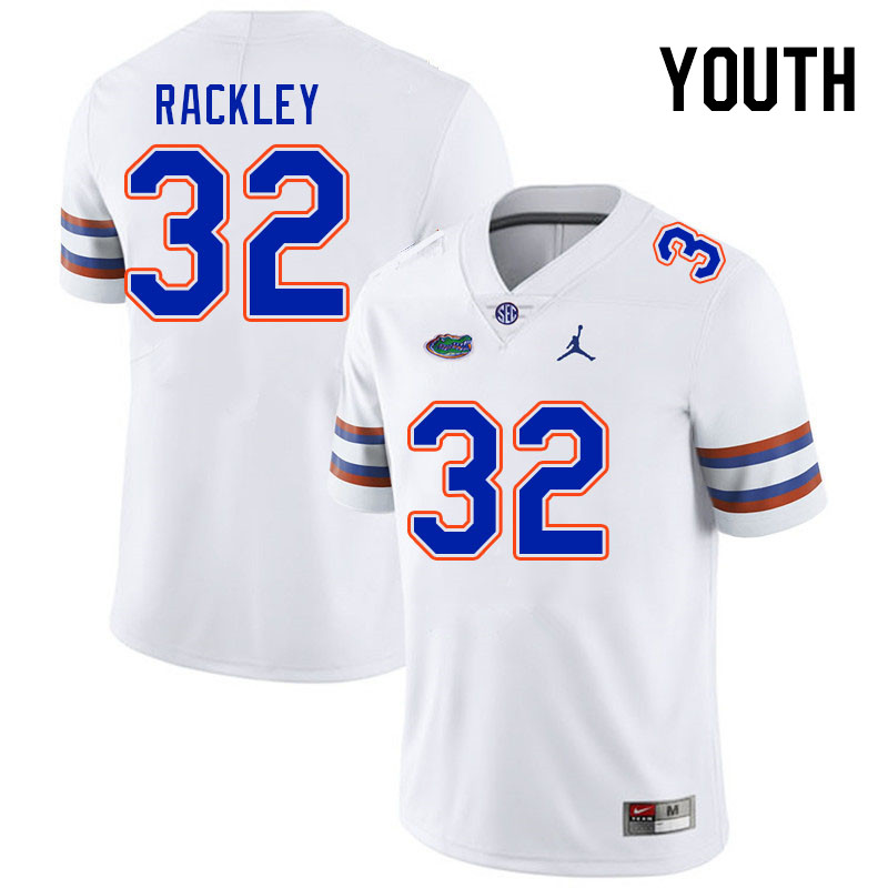 Youth #32 Cahron Rackley Florida Gators College Football Jerseys Stitched-White